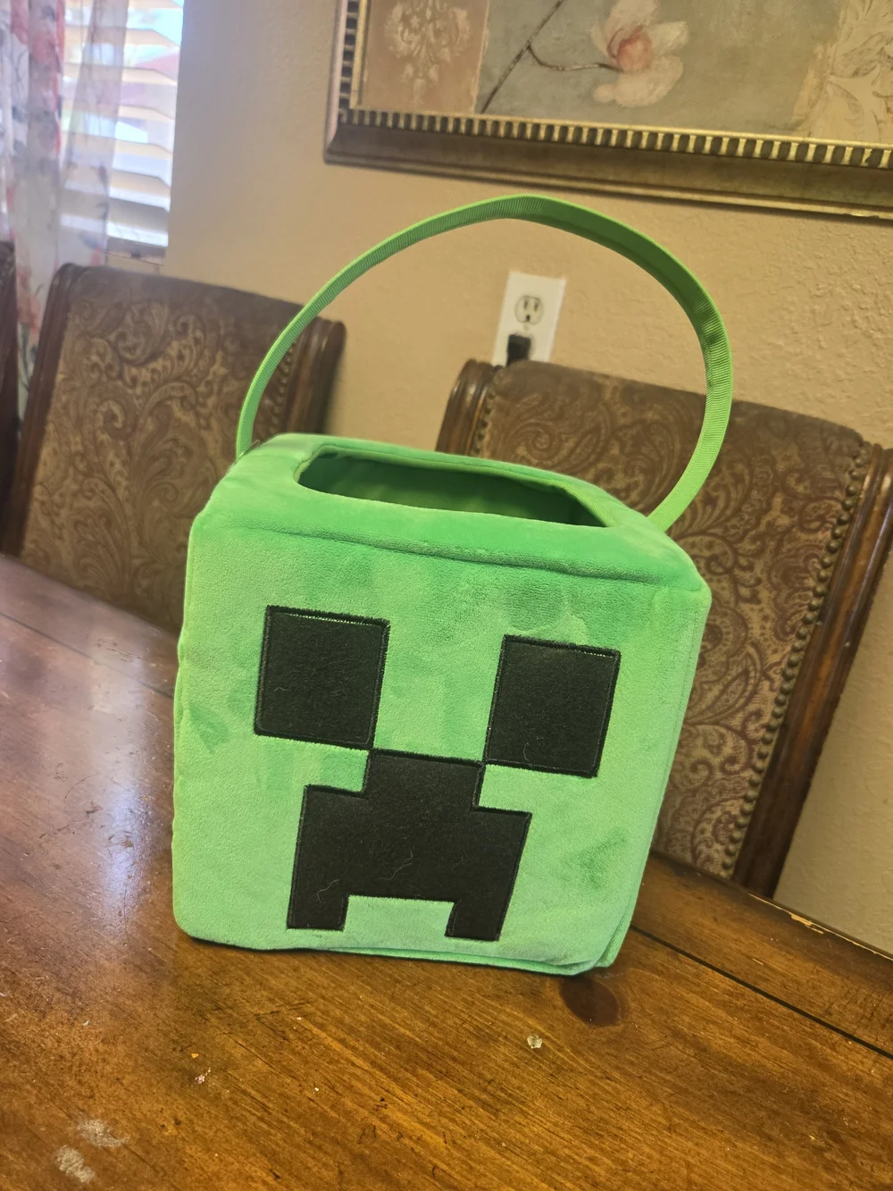 Green Creeper Plush Treat Basket